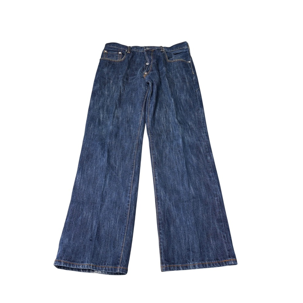 Crownbasics 102J Mens Wide Leg Indigo Denim Heavyweight Jeans 36X33 Classic Fit